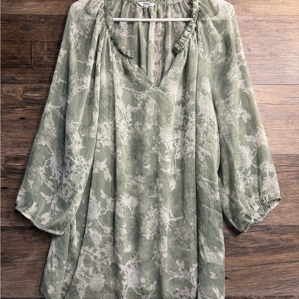 Sonoma Sage and Cream Floral Blouse